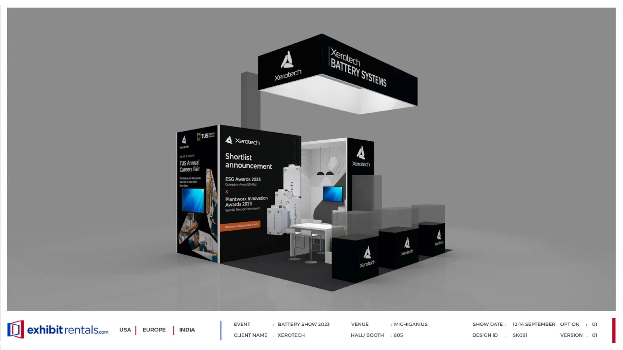 20x20 Peninsula booth design by Exhibit-Rentals